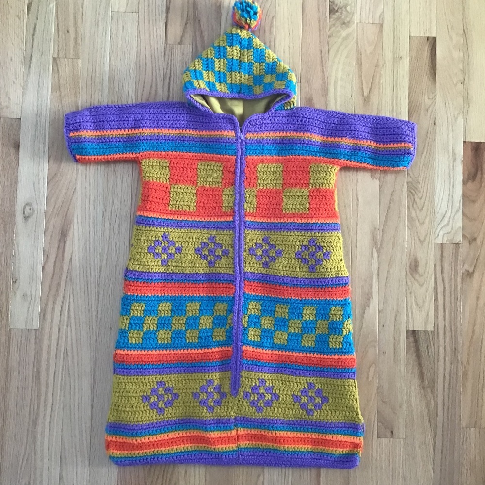 Vintage Mid Century MCM 1960s/1970s Danish Handmade Sweater Napsack Blanket